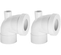 Wirquin 71020202 Pipe wc rigide coudée, femelle, courte, à coller, avec piquage pour évacuation toilette, blanc (Lot de 2)