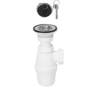 Wirquin 30718876 Ensemble complet vidage pour lavabo avec bonde à bouchon, sans trop plein, blanc et chromé