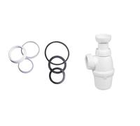 Wirquin lot de 2 : 1 siphon lavabo Ø32 mm + 1 kit de joints multiples siphon Ø32, Ø36, Ø40 mm