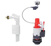 Wirquin MW90C Chasse d'eau wc complète mécanisme wc double chasse MW2 & robinet flotteur à alimentation latérale F90, gris et rouge