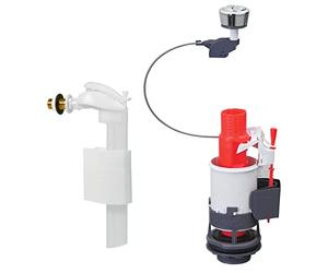 Wirquin MW90C Chasse d'eau wc complète mécanisme wc double chasse MW2 & robinet flotteur à alimentation latérale F90, gris et rouge