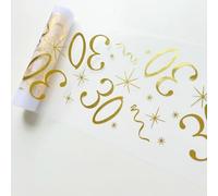 Wirsindeins Chemin de table décoratif pour anniversaire 30 ans - 28 cm x 15 m - Décoration de table dorée découpable - Universelle pour homme et femme (30 ans)