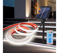 Wisada 12V Cob Ruban LED Solaire Extérieur,Guirlande Lumineuse Solaire,320 LED Bande LED IP68 Étanche with Remote,8 Modes,Cuttable,Strip Lights for Patio Walkway Decor (Blanc, 1m)