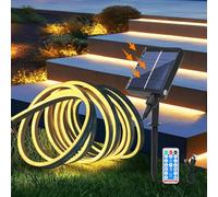 Wisada 12V Neon Ruban Led Solaire Extérieur 1m,SMD 2835 120 Leds/m Bande lumineux néon with Remote,8 Modes,Cuttable,Énergie solaire flexible IP67 Etanche Silicone Néon Light Strip