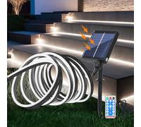 Wisada 12V Neon Ruban Led Solaire Extérieur 4m,SMD 2835 120 Leds/m Bande lumineux néon with Remote,8 Modes,Cuttable,Énergie solaire flexible IP67 Etanche Silicone Néon Light Strip
