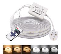 Wisada 15M Ruban LED Blanc Chaud Dimmable 220 V Flexible Ruban à LED 120 LEDs 2835SMD,Bande LED Imperméable Réglable via Variateur pour Meuble, Escalier, Chambre, Cuisine (8 mètres, Blanc chaud)