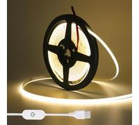 Wisada 5V Usb Ruban LED 0.5m,Bande LED COB 320 led/s Touch Dimmable LED Tape CRI85+ Flexible Light Strip for TV Monitor Backlight, Mirror, Cabinet, Wardrobe, Home DIY Lighting