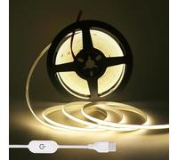 Wisada 5V Usb Ruban LED 1m,Bande LED COB 320 led/s Touch Dimmable LED Tape CRI85+ Flexible Light Strip for TV Monitor Backlight, Mirror, Cabinet, Wardrobe, Home DIY Lighting