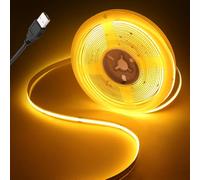 Wisada - Bande LED COB flexible CC 5 V [4 m, jaune], alimentée par USB, bande lumineuse LED FCOB CRI90+, éclairage décoratif d'intérieur pour la maison/commerciale (source d'alimentation non incluse)