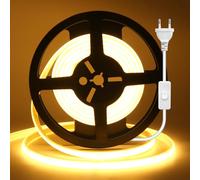 Wisada Bande Lumineuse LED COB, 240 LED/M avec Interrupteur, Bande Néon Flex 220V, Corde Lumineuse Néon Découpable pour Décoration d'Intérieur (Blanc chaud (3000-3500K), 5M)