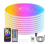 Wisada Bande lumineuse LED néon couleur RVB avec synchronisation musicale et changement de couleur pour la décoration de la salle de fête à domicile (10M)