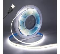 Wisada Ruban flexible COB LED 5 V [4 m, blanc, 6000-6500 K], alimenté par USB, bande LED FCOB CRI90+, éclairage décoratif intérieur maison/commercial (source d'alimentation non incluse)