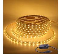 Wisada Ruban LED 220V, Silicone étanche IP65, SMD 5050 60 led/m lumineuse LED 10M Exterieur Bande Bouton manuel Variateur monochrome avec prise EU