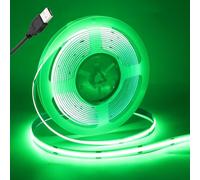 Wisada - Ruban LED COB flexible CC 5 V [2 m, vert], alimenté par USB, bande lumineuse LED FCOB CRI90+, éclairage décoratif d'intérieur pour la maison/commerciale (source d'alimentation non incluse)