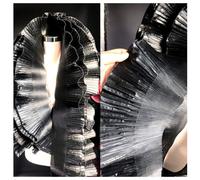 Wisafory 1 tour de lit Metro Bordo en organza à pizza Tessuto increspato en mousseline de soie increspato Bordo Bordo à pizza par cucire accessori decorativi per Abito borsa taglio noir 1 metro