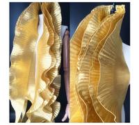 Wisafory 1 tour de lit Metro Bordo en organza à pizza Tessuto increspato en mousseline de soie increspato Bordo Bordo en pizza par cucire accessori decorativi per Abito borsa taglio ORO 1 Metro