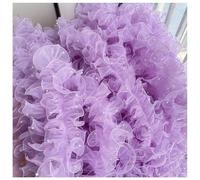 Wisafory 2 yards - Nastro en organza piegato, 11 cm, Con Volant, Bordo in Pizzo Con Perle, en organza, per applicazioni, vestiti, cucito, FAI da te, Viola