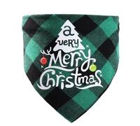 Wisafory Bandana de Noël pour chien et chat - Foulard triangle - Foulard à carreaux rouge et vert pour chiens et chats - Costume de Noël - Décoration de Noël - Cadeau - Vert - 8 L