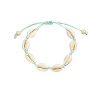 Wisafory Bracelet en coquillage - Bracelet en coquillage - Réglable - Breloques - Bracelet de cheville - Accessoire de plage hawaïen - Pour femmes et filles - Vert clair