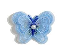 Wisafory Lot de 10 patchs brodés en dentelle papillon en tulle avec perles à coudre pour vêtements, bijoux, sacs, bleu