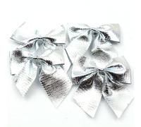 Wisafory Lot de 100 mini nœuds de Noël avec cravates dorées à paillettes pour sapin de Noël - En velours - Argenté
