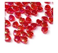 Wisafory Lot de 100 perles en verre acrylique en forme de cœur - Perles d'espacement en vrac - Perles en cristal de verre - Perles intercalaires pour la fabrication de bijoux, l'artisanat, les