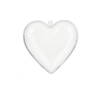 Wisafory Lot de 2 boules de Noël en plastique transparent à remplir, polyvalentes, avec œillet de suspension, pour décoration du Nouvel An, cœur, 10 cm