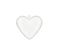 Wisafory Lot de 2 boules de Noël en plastique transparent à remplir, polyvalentes, avec œillet de suspension, pour décoration du Nouvel An, cœur, 6 cm