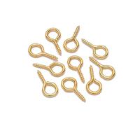 Wisafory Lot de 200 mini vis auto-taraudeuses - Crochets à vis pour bois, liège - Bouteilles - Pour la fabrication de bijoux - Doré - 6 x 13 mm
