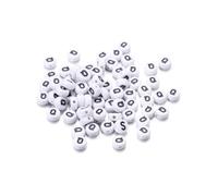 Wisafory Lot de 200 perles rondes avec lettres de l'alphabet de A à Z - Blanc - Avec trou pour enfiler - Bracelets - Colliers - Fabrication de bijoux - Lettre Q