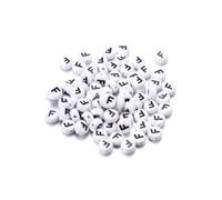 Wisafory Lot de 200 perles rondes avec lettres de l'alphabet de A à Z - Blanc - Avec trou pour enfiler - Pour bricolage - Bracelets - Colliers - Fabrication de bijoux - Lettre F individuelle