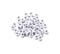 Wisafory Lot de 200 perles rondes avec lettres de l'alphabet de A à Z - Blanc - Avec trou pour enfiler - Pour bricolage - Bracelets - Colliers - Fabrication de bijoux - Lettre individuelle P