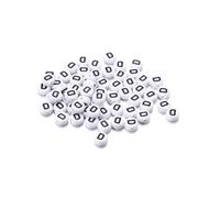 Wisafory Lot de 200 perles rondes avec lettres de l'alphabet de A à Z - Blanc - Avec trou pour enfiler - Pour bricolage - Bracelets - Colliers - Fabrication de bijoux - Lettre D personnalisée