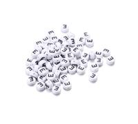 Wisafory Lot de 200 perles rondes avec lettres de l'alphabet de A à Z - Blanc - Avec trou pour enfiler - Pour bricolage - Bracelets - Colliers - Fabrication de bijoux - Lettre Z individuelle