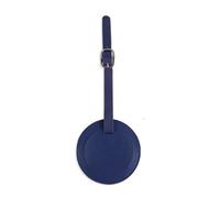 Wisafory Lot de 3 étiquettes de bagage rondes en cuir synthétique - Étiquettes de bagage colorées avec étiquette d'adresse - Pour valise, sac à main, sac à main, voyage, bleu foncé