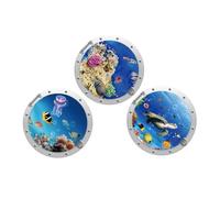 Wisafory Lot de 3 stickers muraux 3D - Motif monde sous-marin - Décoration murale pour salle de bain, chambre à coucher, salon, chambre d'enfant - Motif hublot - Océan - 2#