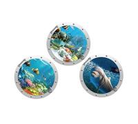 Wisafory Lot de 3 stickers muraux 3D - Motif monde sous-marin - Décoration murale pour salle de bain, chambre à coucher, salon, chambre d'enfant - 4#