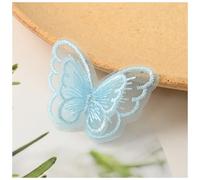 Wisafory Lot de 30 patchs brodés en dentelle - En tulle - Papillons - Accessoires pour le bricolage, les vêtements, les sacs, les accessoires pour cheveux - Bleu