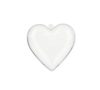 Wisafory Lot de 5 boules de Noël en plastique transparent à remplir, polyvalentes, avec œillet de suspension, pour décoration du Nouvel An, cœur, 8 cm