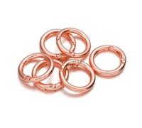 Wisafory Lot de 5 mousquetons en métal avec différentes tailles - Mousqueton rond en alliage de zinc - Anneau pour bricolage, artisanat, porte-clés, sac, bijoux, bandoulière or rose - 28 mm