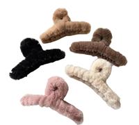 Wisafory Lot de 5 pinces à cheveux en peluche - Grandes pinces à cheveux moelleuses - Pinces à cheveux mignonnes antidérapantes - Pinces à cheveux pour femmes et filles - Accessoires de coiffure