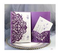 Wisafory Lot de 50 cartes d'invitation de mariage avec douches nuptiales - Cartes de fiançailles - Insert vierge et enveloppes - Pour mariage, anniversaire - Violet