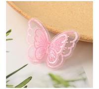 Wisafory Lot de 50 écussons brodés en dentelle - En tulle - Papillons - Accessoires pour le bricolage, les vêtements, les sacs, les accessoires pour cheveux - Rose