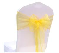 Wisafory Lot de 50 nœuds de chaise en organza pour chaise - Ruban décoratif pour mariage, cérémonie, événement, fête - 18 x 275 cm - Jaune foncé