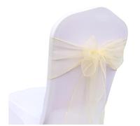 Wisafory Lot de 50 nœuds de chaise en organza - Pour mariage, cérémonie, événement, fête - 18 x 275 cm - Champagne