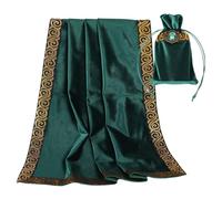 Wisafory Lot de nappes de tarot - En velours - Motif cartes de tarot - Sacs - Nappe d'autel - Chemin de table - Tapis de tarot en velours - Nappe pour la lecture, la divination et la méditation - Vert