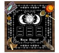 Wisafory nappe avec cartes de tarot, motif phase de la lune, fleurs pour autel, spirituel, autel, tarot, sorcellerie, astrologie, carrée, tapisserie céleste, style 12, 75 x 75 cm