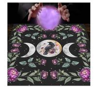 Wisafory Nappe avec cartes de tarot, motif phase lunaire, fleurs pour autel, spirituelle, autel, tarot, sorcellerie, astrologie, carrée, tapisserie céleste, style 7, 75 x 75 cm