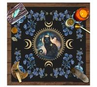 Wisafory Nappe avec motifs de cartes de tarot, thème phase de la lune, fleurs pour autel, spirituel, autel, tarot, sorcellerie, astrologie, carrée, tapisserie céleste, style 9, 75 x 75 cm