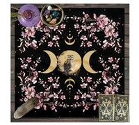 Wisafory Nappe d'Autel Cartes Tarot Lune Phases Fleurs Couverture Spirituelle Tissu Sorcellerie Astrologie Carrée Tapisserie Céleste Style 6 75 x 75 cm